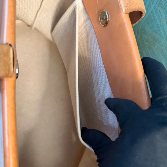 HERMES Cabas Toile H Tote Bag,  Square F (2002) - Picture 11 of 16